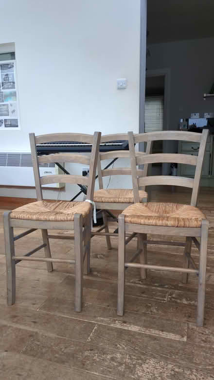 Photo of free 3 wooden chairs with Wicker seats (Epsom KT18) #2