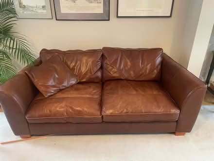 Photo of free Dark tan leather sofa (Highway SL6) #2