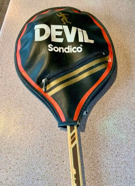 Photo of free Sondico “Devil One” Vintage Wooden Squash Racket With Case. (Kendal LA9) #2