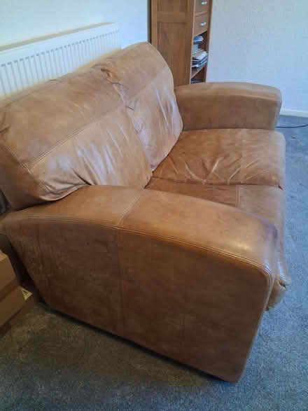 Photo of free Two seater, real leather sofa (Wymott PR26) #4