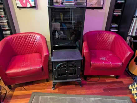 Photo of free 2 Vintage red leather lounge chairs (Park View - Colombia Heights) #2