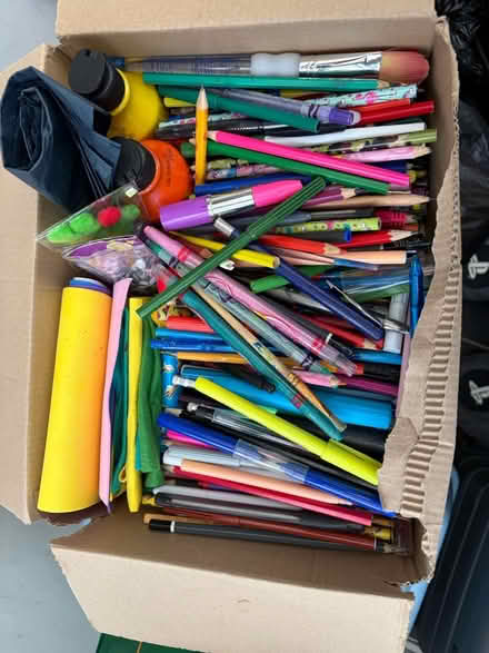 Photo of free Box of pencils, pen and craft bits (Yalding ME18) #1