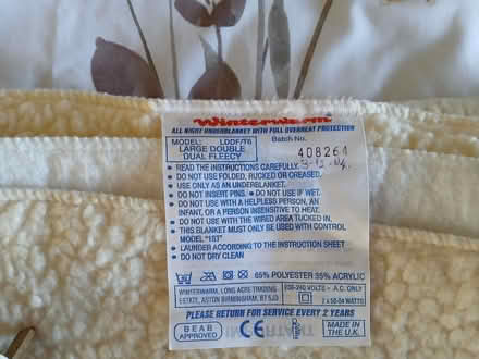 Photo of free Electric blanket, double bed (Wolverley DY11) #2
