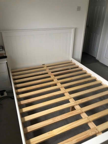 Photo of free White, wooden bed frame (North Weald CM16) #1