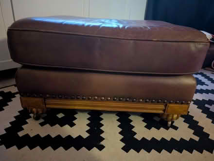 Photo of free Brown leather ottoman footstool (King's Heath B14) #1