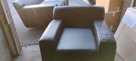 Photo of free Black leather sofa and two chairs (Kenilworth CV8) #2