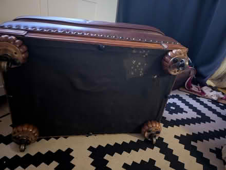 Photo of free Brown leather ottoman footstool (King's Heath B14) #3