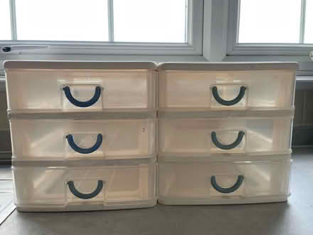 Photo of free 2 small white plastic 3-drawer units (Epping CM16) #1
