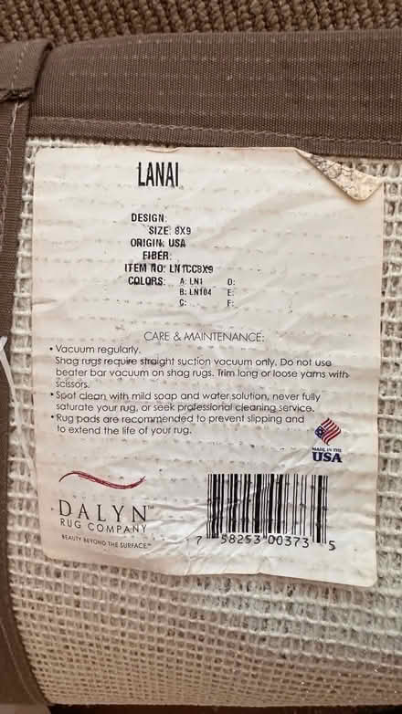 Photo of free 8x9 brown area rug (Salt Point, NY) #3