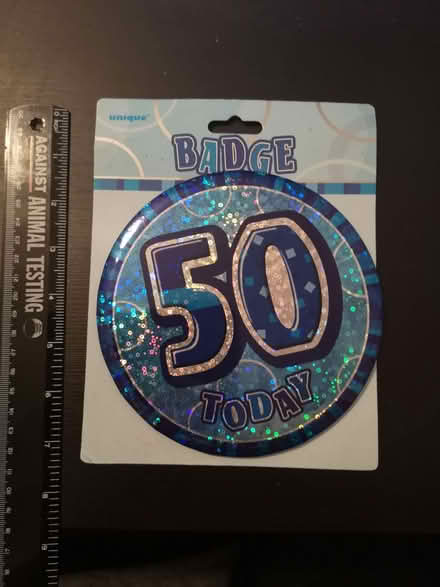 Photo of free Badge for 50th Birthday (15cm diameter) (Woodley RG5) #1