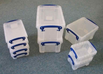 Photo of free Set of assorted small "Really Useful" storage boxes (Caldecott OX14) #1