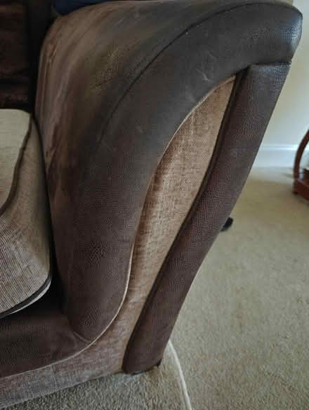 Photo of free Two-seater sofa, dark brown and beige (Stubbington PO14) #3