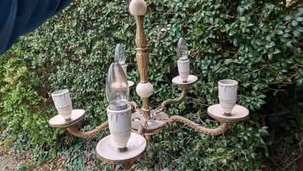 Photo of free Brass and Alabaster Effect 5 Arm Light Fitting (CT7) #1