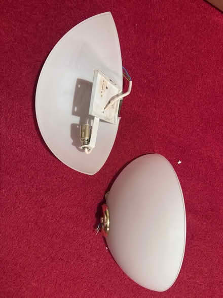 Photo of free Quarter moon frosted glass wall lights (Stockwell End WV6) #1