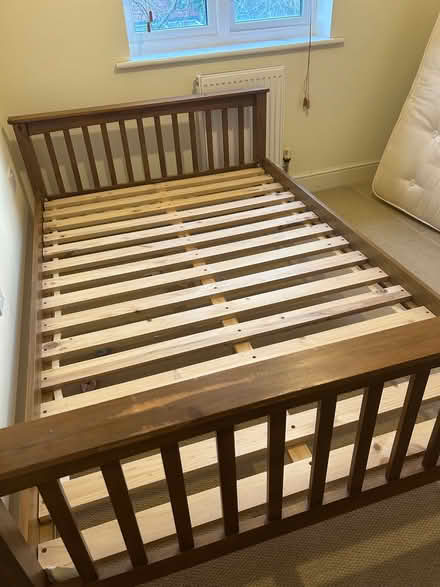 Photo of free Queen size sturdy bed frame oak (Caldecott OX14) #1