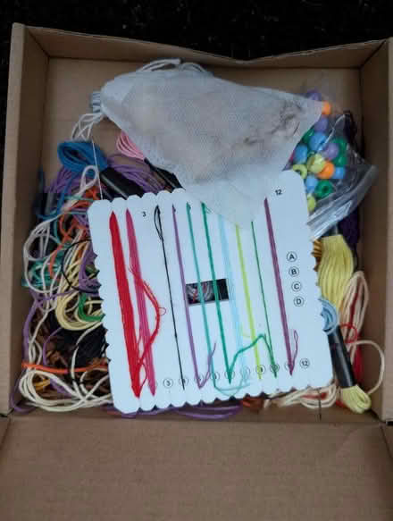 Photo of free Assorted fabric lengths, usable scraps, embroidery thread (Pilling PR3) #3
