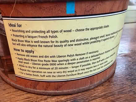 Photo of free Liberon Fine Paste Wax - Clear (East Marden) #2