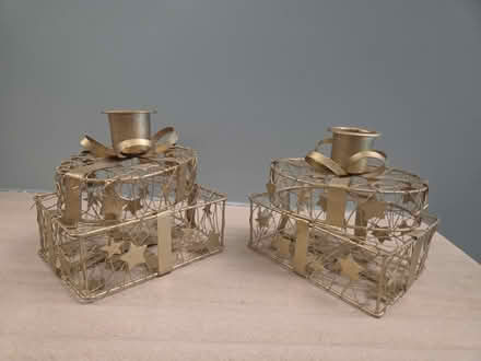 Photo of free 2 gold colour candle stick holders (Little Heath RG31) #1