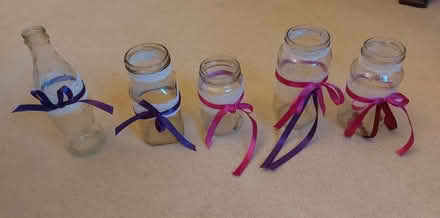Photo of free 5 decorated jars for wedding table decoration flowers (Sutton Coldfield B73) #1