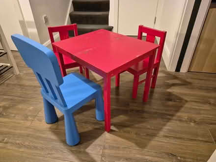 Photo of free Kids' table and 3 chairs (Churchtown, Dublin 14) #2