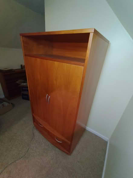 Photo of free Tall wood two-door cabinet (Historic Concord) #1