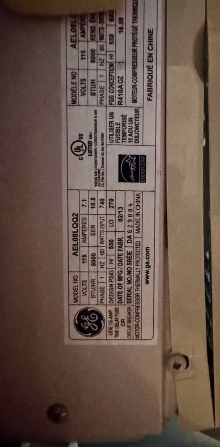 Photo of free GE A/C Window Unit (Oakland) #3