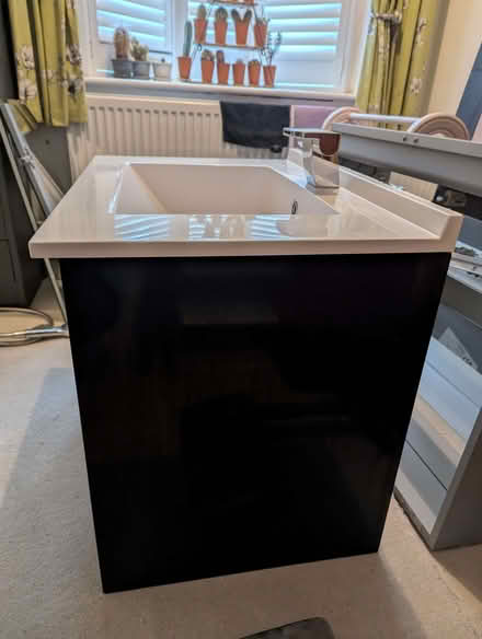 Photo of free 700 wall mounted black gloss bathroom cabinet and sink (Goodmayes IG3) #3