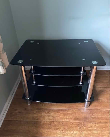 Photo of free Glass TV Stand, Black & Chrome (Stratford-upon-Avon CV37) #1