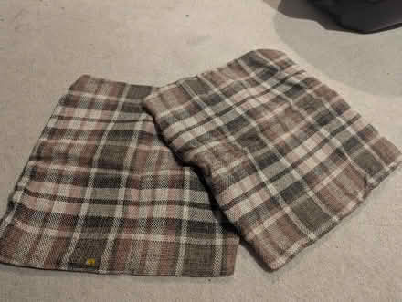 Photo of free 2 X square red tartan cushion covers (Longbridge B31) #1