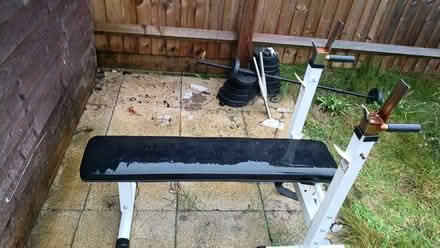 Photo of free Bench. Weights and bar (Silver end) #1