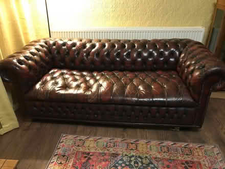 Photo of free Oxblood 3seater leather sofa (Brierley hill dy5 4rt) #1