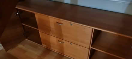 Photo of free Wooden filing cabinet with shelved cupboards (Burnham SL1) #3