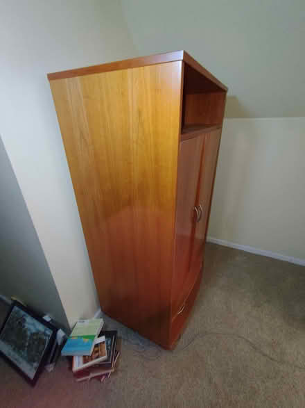 Photo of free Tall wood two-door cabinet (Historic Concord) #3