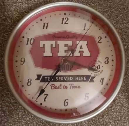 Photo of free Wall Clock 27cm Sweep Tea logo (Saints LU3) #1