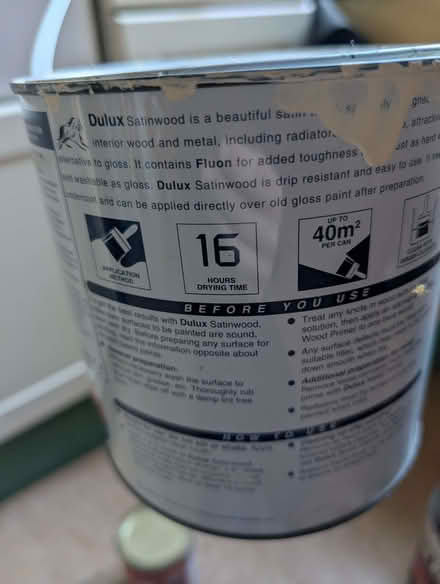 Photo of free Dulux Satinwood paint (white) (Portobello EH15) #1