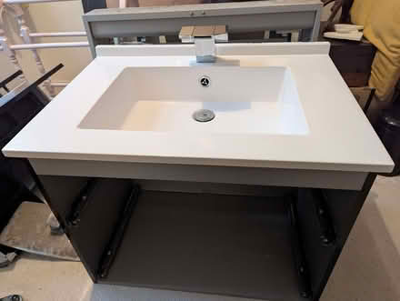 Photo of free 700 wall mounted black gloss bathroom cabinet and sink (Goodmayes IG3) #2