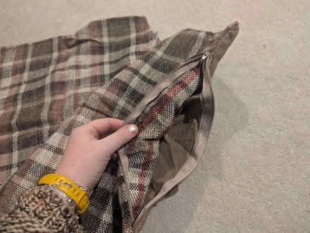 Photo of free 2 X square red tartan cushion covers (Longbridge B31) #2
