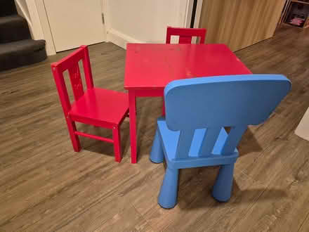 Photo of free Kids' table and 3 chairs (Churchtown, Dublin 14) #1