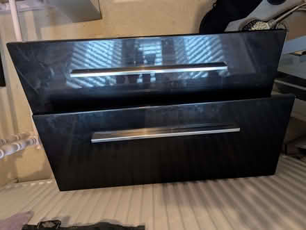 Photo of free 700 wall mounted black gloss bathroom cabinet and sink (Goodmayes IG3) #1