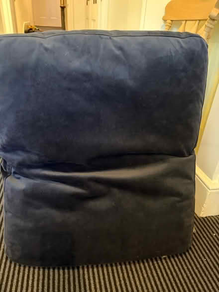 Photo of free Blue velvet floor cushion (Clapham Junction SW11) #1