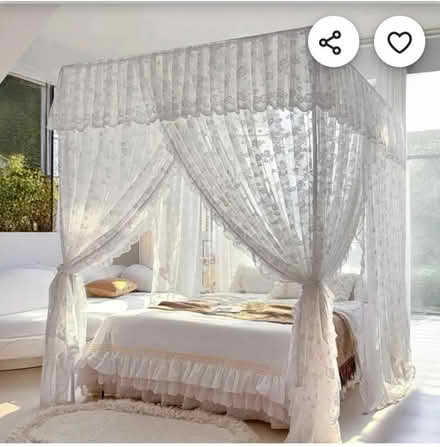 Photo of free Four Poster Bed white lace canopy (Crofton Park, Brockley) #1