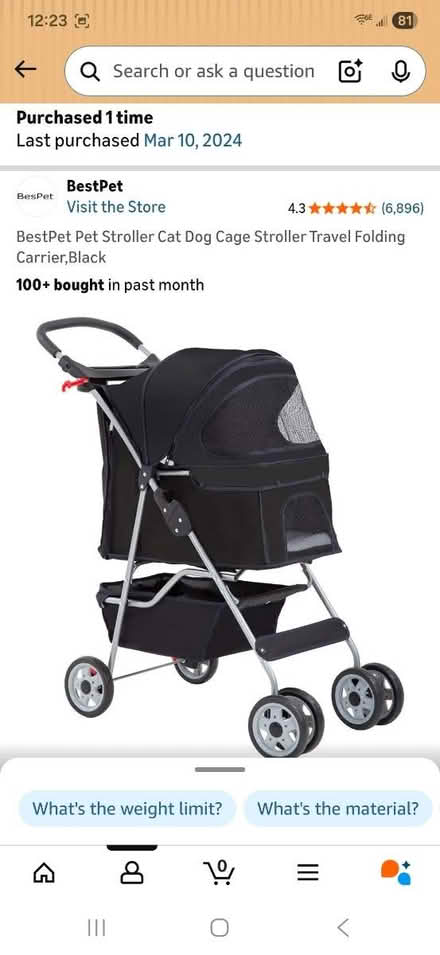 Photo of free Dog Stroller (River Road Merrimac) #1