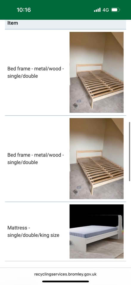 Photo of free Two bed frames + 1 double mattress (Anerley SE19) #1