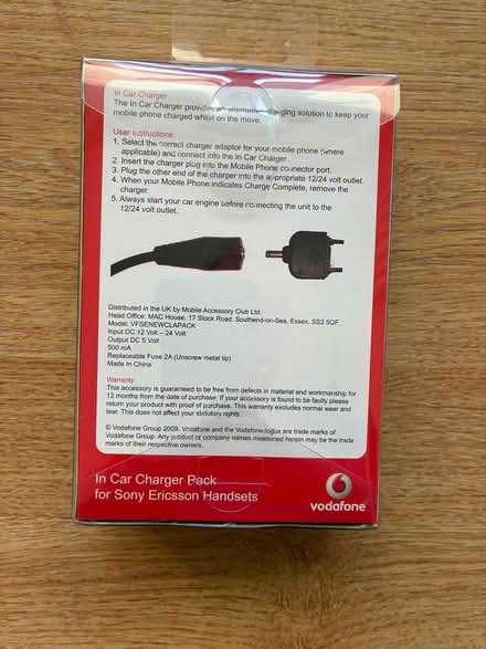 Photo of free Sony Ericsson In Car Charger Pack (St Albans AL4 (Marshalswick)) #2