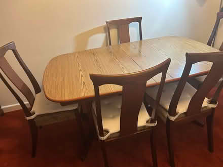 Photo of free Wooden table with 5 chairs (Blackpool, highfield) #2