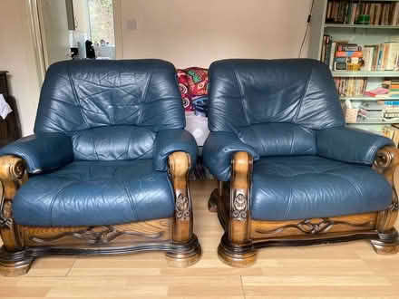 Photo of free Two sturdy leather armchairs (Heaton Mersey SK4) #1