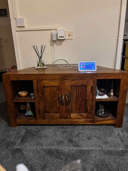 Photo of free Large wooden tv unit, rug, picture (Taunton Pyrland & Rowbarton District Ward TA2) #1