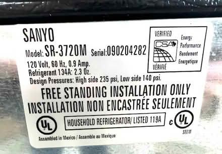 Photo of free Sanyo Mini Refrigerator (Wedgwood) #3