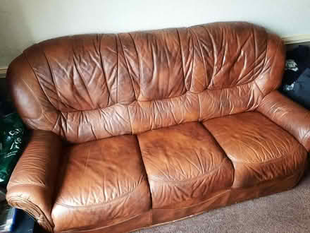 Photo of free three seater sofa and single leather arm chair (Hunderton HR2) #2