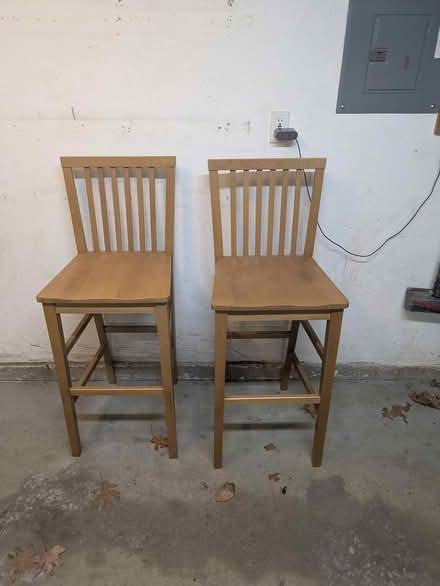 Photo of free 2 Tall solid wood chairs (Lexington. Near center.) #3